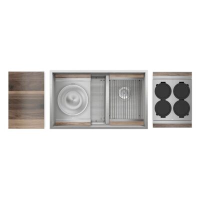 Home Refinements by Julien Smartstation Kit, Undermount Sink, Walnut Acc, Dbl L18X18X10 R12X18X10