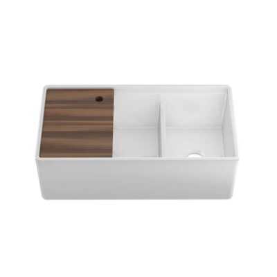 Home Refinements by Julien Fira Sink W/ Ledge Under., White, Double Unequal 36X19X11-1/2