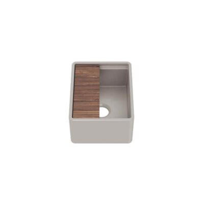 Home Refinements by Julien Fira bar sink w/ ledge, undermount w/ apron, single 15X19X8-3/4, Matte Taupe