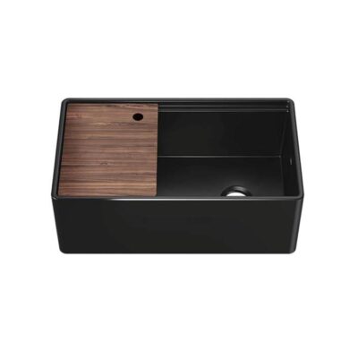 Home Refinements by Julien Fira sink w/ ledge, under. w/ reversible apron, single 33X19X11-1/2, Matte black