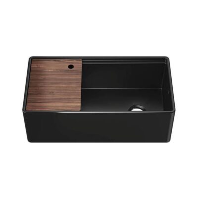 Home Refinements by Julien Fira sink w/ ledge under. reversible apron, single 36X19X11-1/2, Matte black