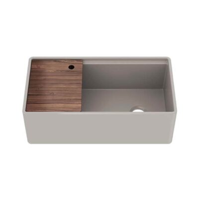 Home Refinements by Julien Fira sink w/ ledge under. reversible apron, single 36X19X11-1/2, Matte Taupe