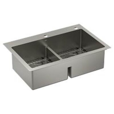 Moen 33''x22'' Double Bowl Low Divide Dualmount Sink