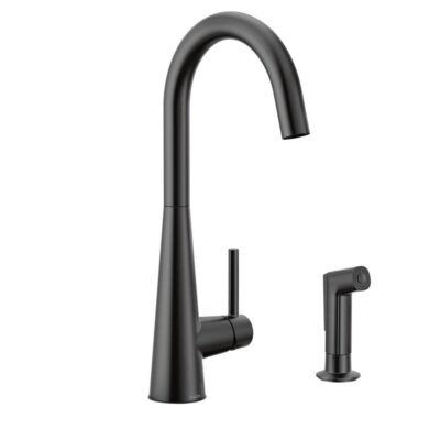 Moen Sleek Single-Handle Standard Kitchen Faucet with Side Sprayer in Matte Black