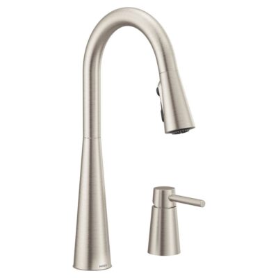 Moen Sleek Single-Handle Standard Kitchen Faucet with Side Sprayer in Spot Resist Stainless