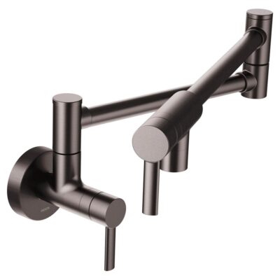 Moen Modern Wall Mounted Swing Arm Potfiller in Spot Resist Black Stainless