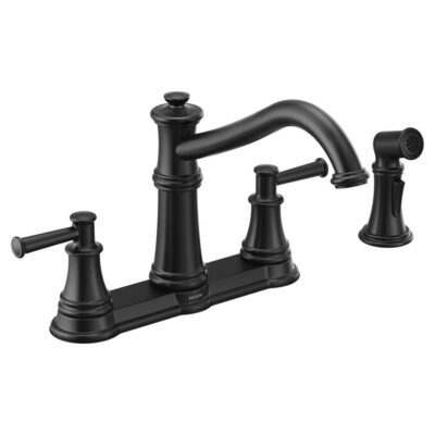 Moen Belfield High-Arc 2-Handle Standard Kitchen Faucet with Side Sprayer in Matte Black