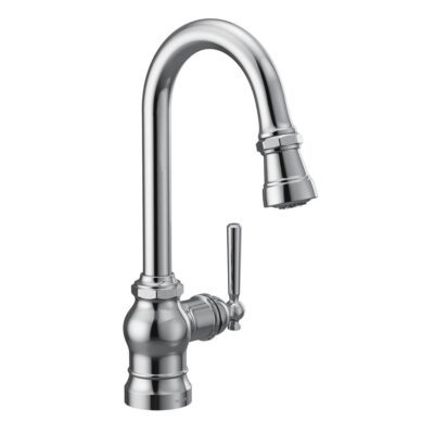 Moen Paterson One-Handle Pulldown Bar Faucet with Power Clean, Includes Interchangeable Handle, Chrome