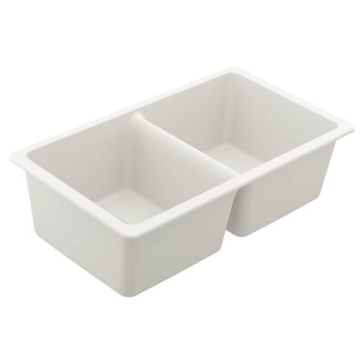 Moen 33-Inch Wide x 9.5-Inch Deep Undermount Granite Double Bowl Kitchen Sink, White