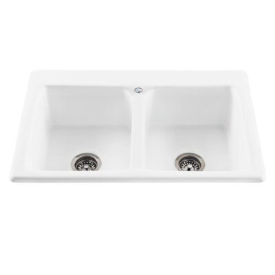 MTI Baths 33X22 WHITE DOUBLE BOWL BASICS SINK-ENDURANCE
