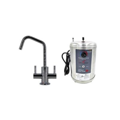 Mountain Plumbing Hot & Cold Water Faucet with Contemporary Round Body & Handles (120° Spout) & Little Gourmet® Premium Hot Water Tank