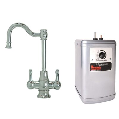 Mountain Plumbing Hot & Cold Water Faucet with Traditional Double Curved Body & Curved Handles & Little Gourmet® Premium Hot Water Tank