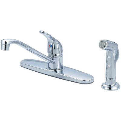 Olympia KITCHEN-8'' SINGLE METAL LVR HDL SWIVL SPT W/SIDE SPRAY-CP