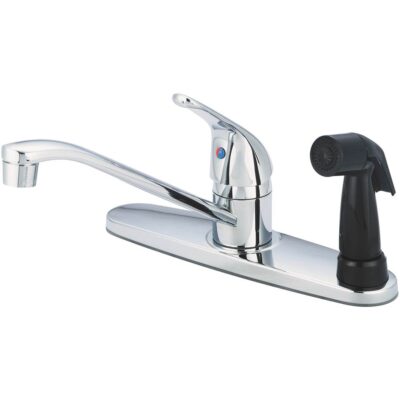Olympia KITCHEN-8'' SINGLE METAL LVR HDL SWIVL SPT W/SIDE SPRAY ON DECK-CP