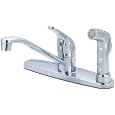 Olympia KITCHEN-8'' SINGLE METAL LVR HDL SWIVL SPT W/SIDE SPRAY ON DECK-CP