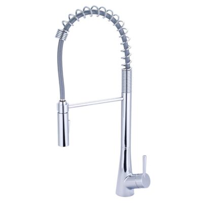 Olympia KITCHEN-1 OR 3 HOLE SINGLE LVR HDL SPRING SWIVEL SPT W/PULL-DOWN SPRAY HEAD 3/8'' FLEX-CP
