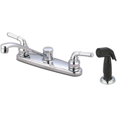 Olympia KITCHEN-8'' TWO LVR HDL SWIVL SPT W/SIDE SPRAY-CP