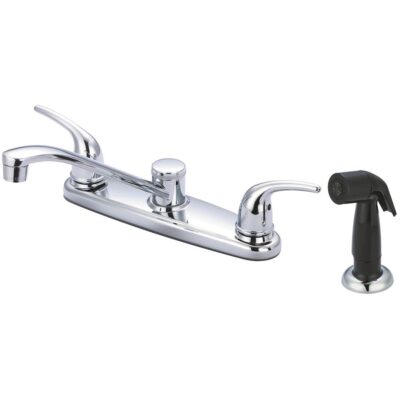 Olympia KITCHEN-8'' TWO LVR HDL SWIVL SPT W/SIDE SPRAY-CP