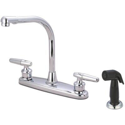 Olympia KITCHEN-8'' TWO LVR HDL W/INSERTS HI ARC SPT W/SIDE SPRAY-CP