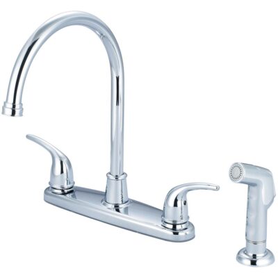 Olympia KITCHEN-8'' TWO LVR HDL GOOSENECK SPT W/SIDE SPRAY-CP