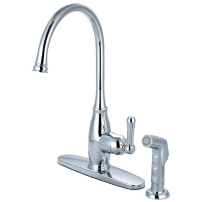 Olympia KITCHEN-2 OR 4 HOLE SINGLE LVR HDL GOOSENECK SPT W/SIDE SPRAY-CP