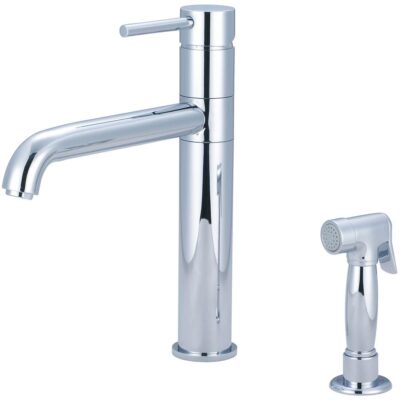 Pioneer Kit-Motegi 2-Hole Single Lvr Hdl Bent Nose Swivel Spt W/Side Spray 3/8'' Flex-Cp