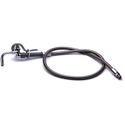 T&S Brass Pot & Glass Filler, Plain End Curved Nozzle, 68'' Flexible Stainless Steel Hose
