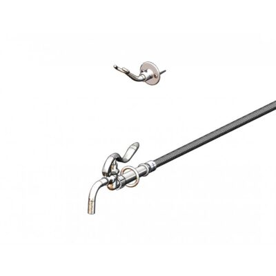 T&S Brass Pot & Glass Filler, Plain End Curved Nozzle, 68'' Flex S/S Hose & Wall Hook