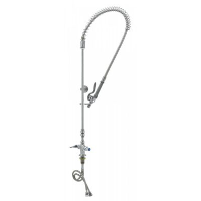 T&S Brass Single Deck Mount Vertical Glass Filler, Cerama Cartridges, Vacuum Breaker, B-0107-A Spray Valve & Wall Support