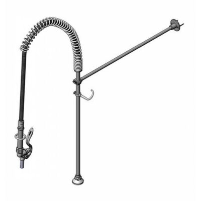 T&S Brass Filler Unit, OH Spring Action, 44'' Flex Hose & Filler Valve, 24'' Wall Bracket, Deck Flange