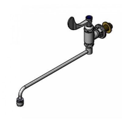T&S Brass Range Faucet, Wall Mount, 13'' Nozzle w/ Aerator, 4'' Wrist Handle, 1/2'' NPT Male Inlet