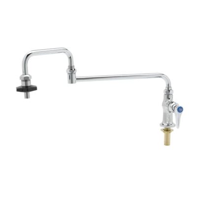 T&S Brass Pot Filler, Deck Mount, Single Temp, 18'' Double-Joint Nozzle, Insulated On-Off Control