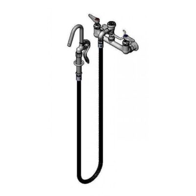 T&S Brass 8''c/c Wall Mount,Vacuum Breaker,68''Flex.Hose,Spray Valve,Hook Nozzle