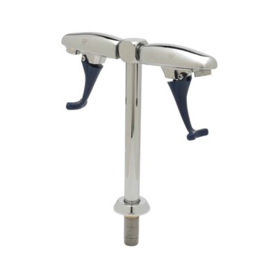 T&S Brass Double Glass Filler, 12'' Deck Mount Pedestal, 1/2'' NPT Male Shank